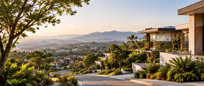 Residencias y montañas del Valle Central en Santa Ana