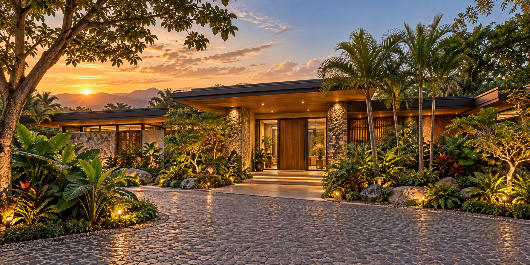 Casa contemporánea rodeada por un jardín tropical en Santa Ana
